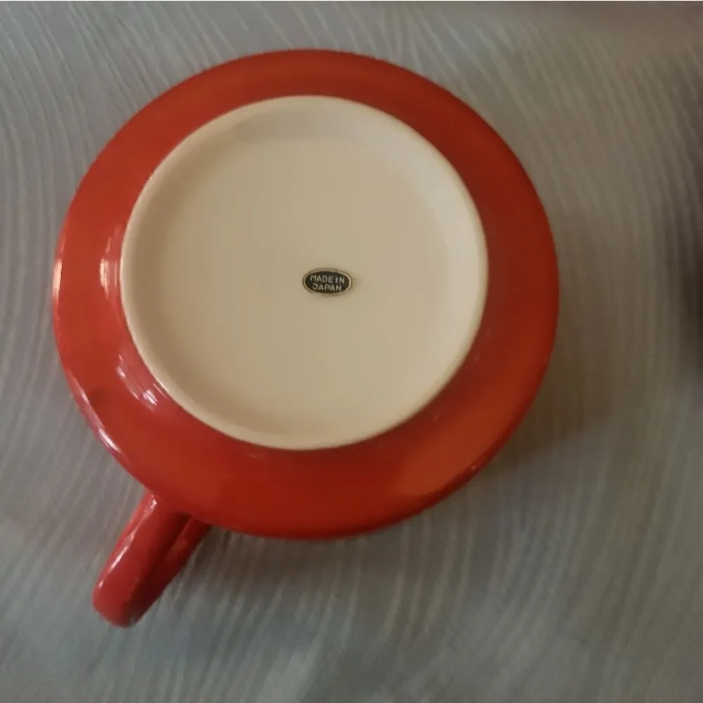 Vintage Pristine '70’s 2 Piece Set-Mod Bright Red Soup Cup and Sandwich Plate